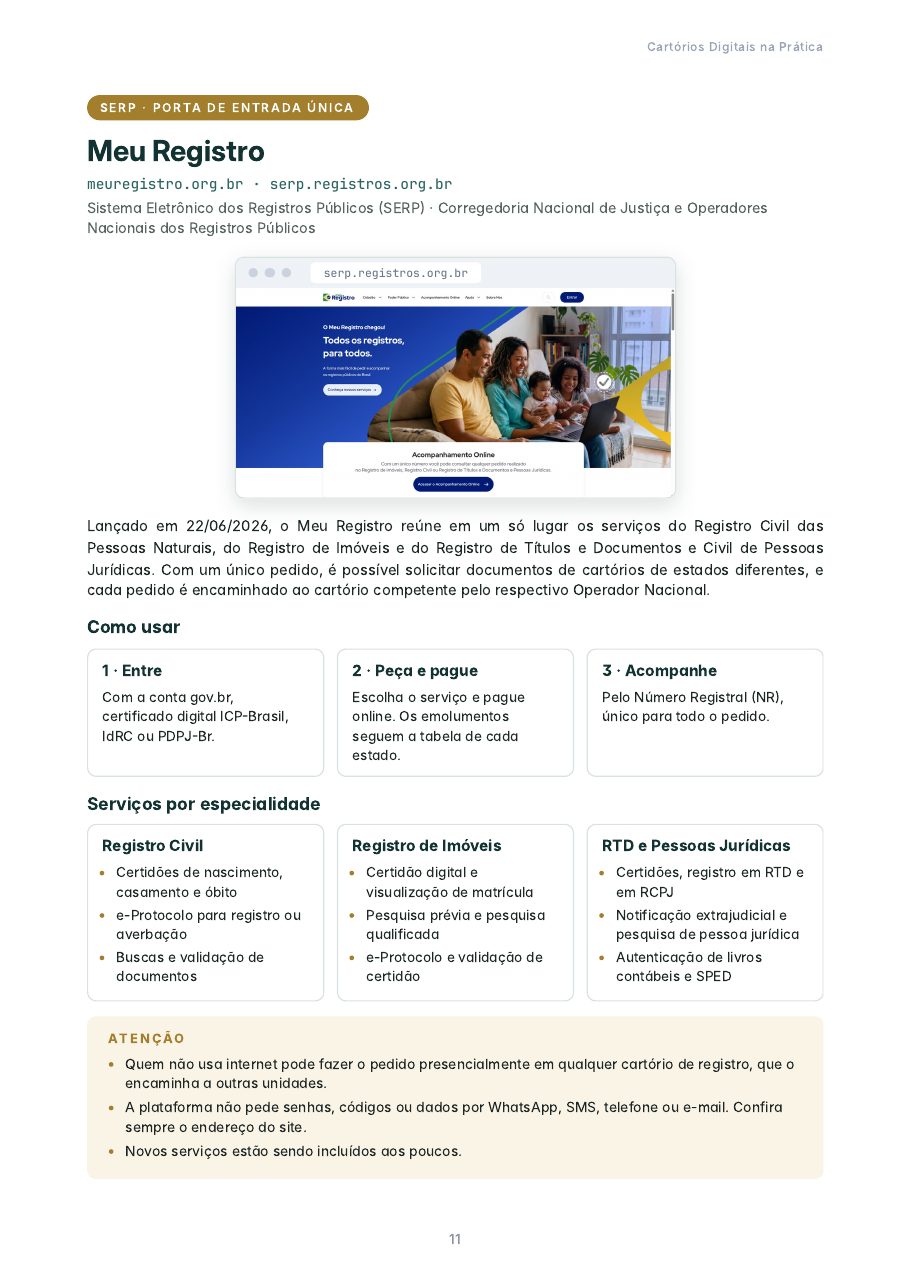 Página sobre o Meu Registro