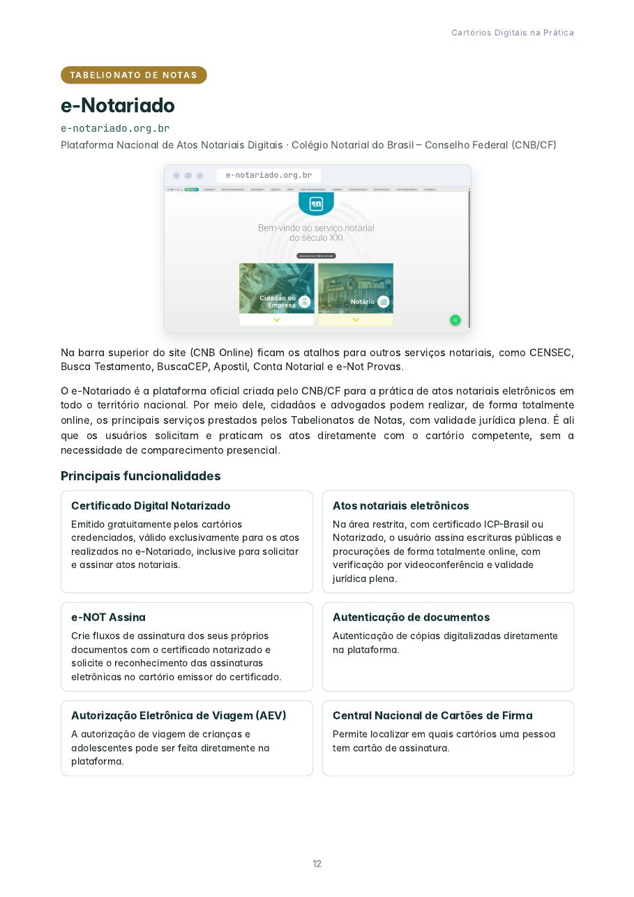Página sobre o e-Notariado